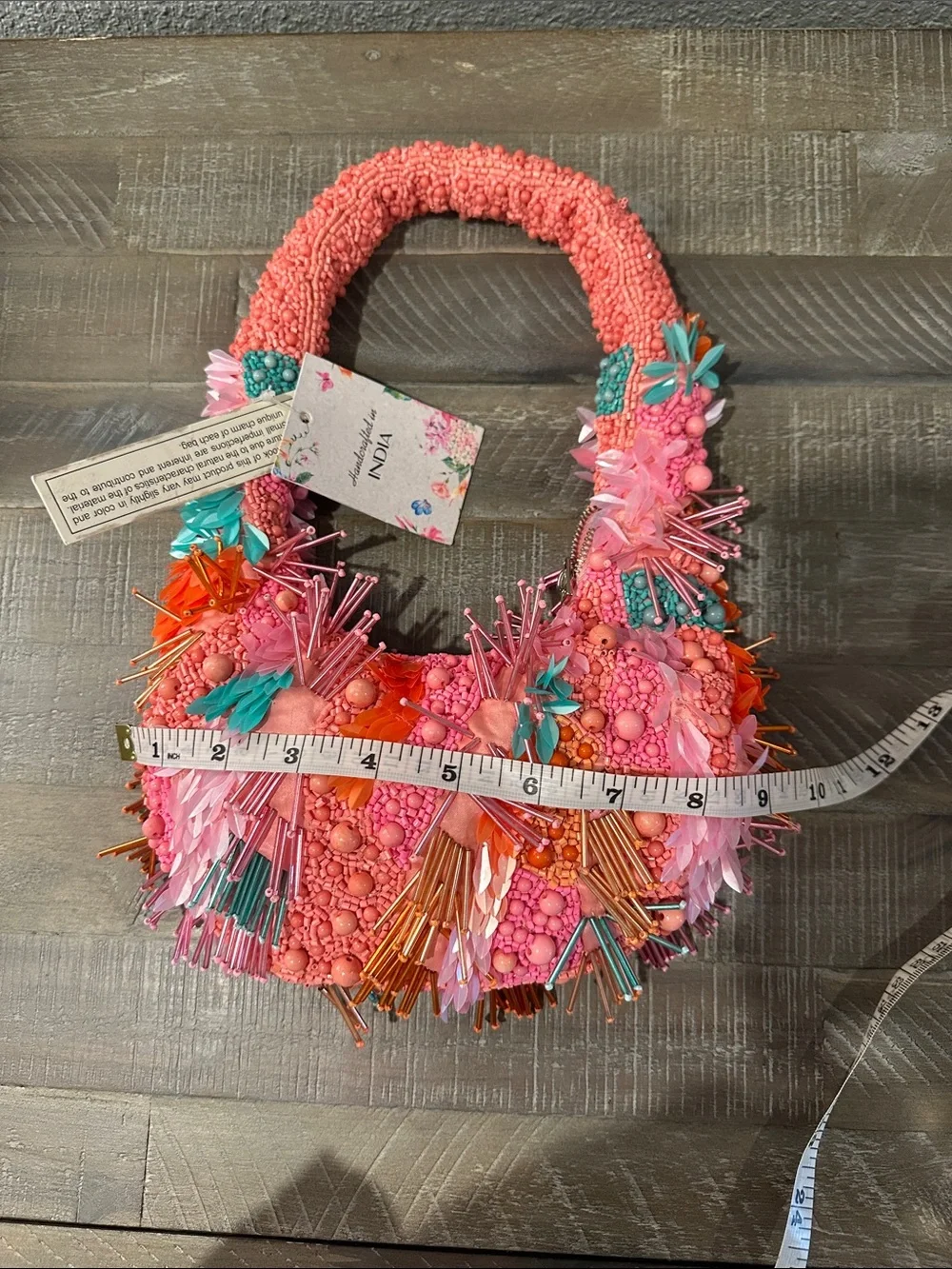 Handcrafted beaded shoulder moon bag made in India